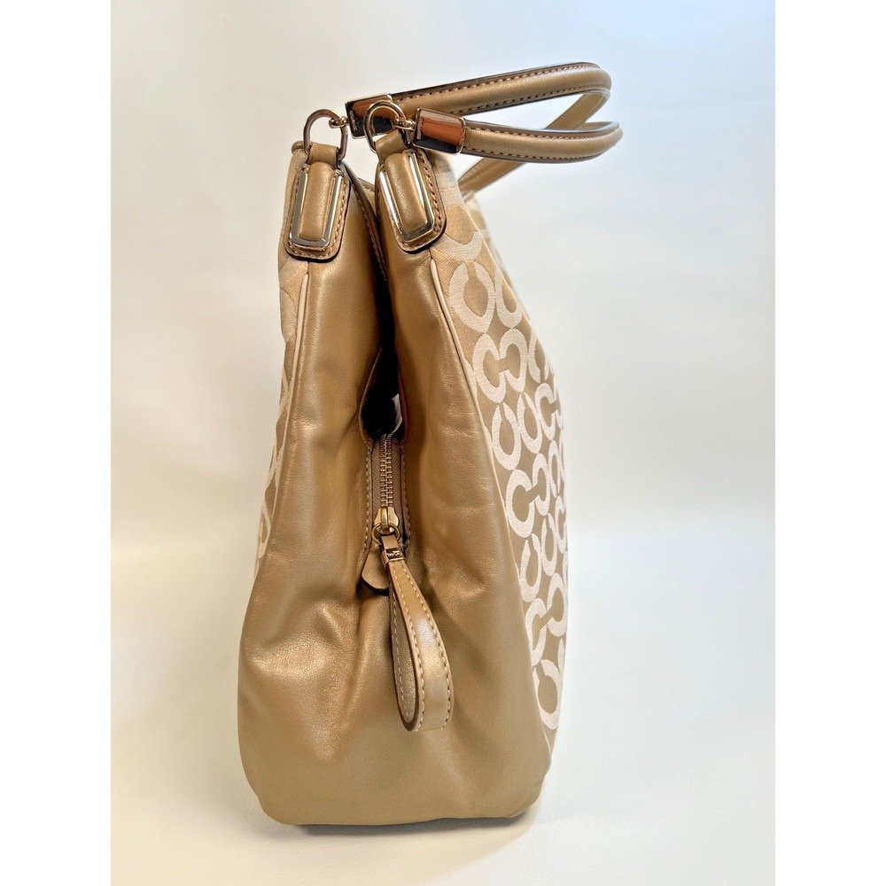 Coach Madison Phoebe Op Art Gold Sateen Purple Interior Shoulder Bag 26448 - Picture 2 of 15
